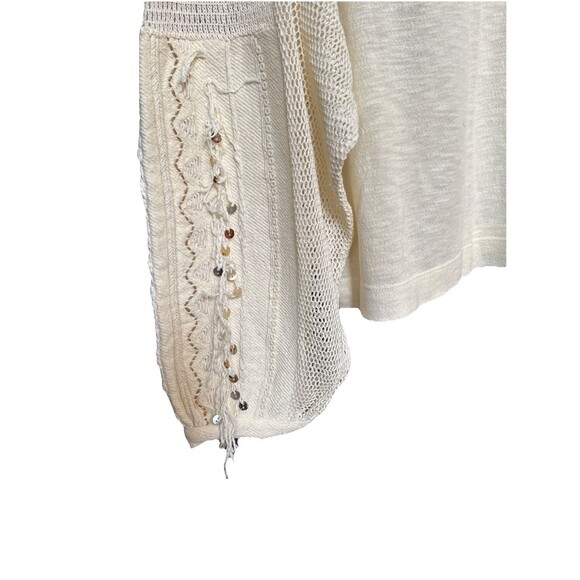Free People Size M Marakesh Embellished Crochet Sweater Top Ivory Cotton New - Picture 13 of 13